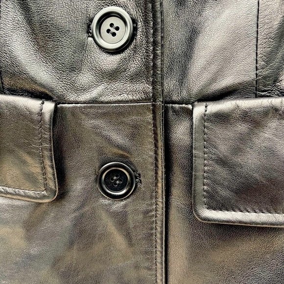 NWOT Kenneth Cole black leather blazer jacket button up coat XS - Picture 11 of 17